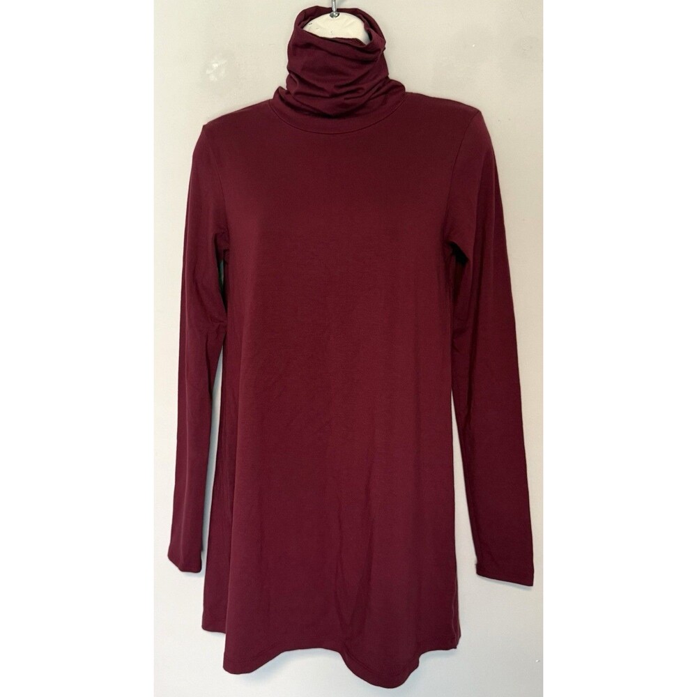 Peruvian Connection Extreme Turtleneck Womens XS Burgundy Port Pima Cotton